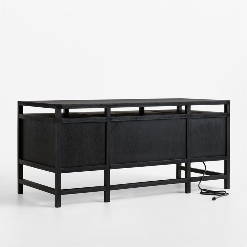 Keane 65" Black Solid Wood Desk with Outlets - image 5 of 10