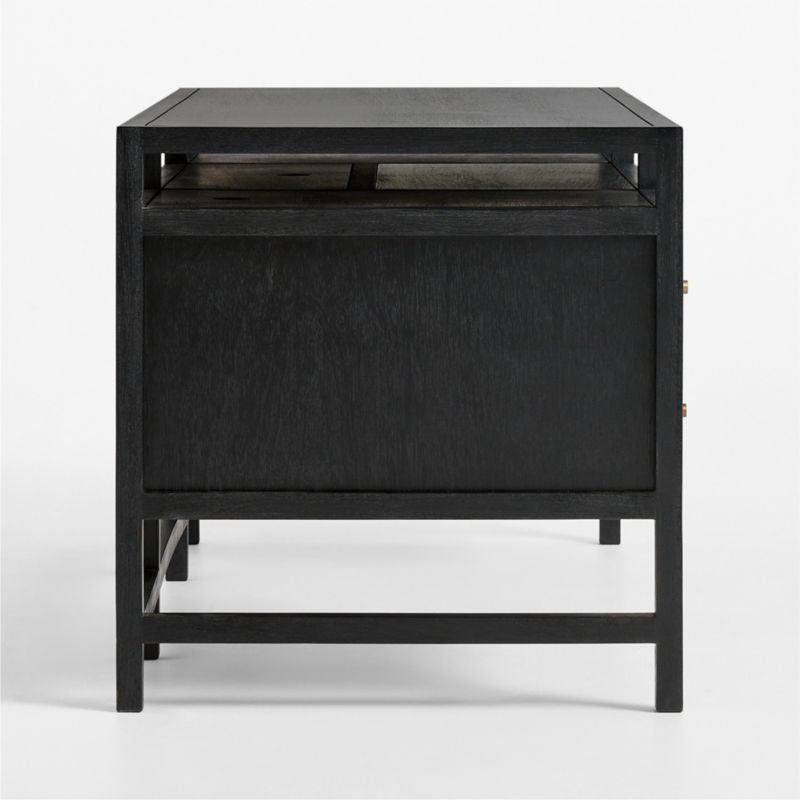 Keane 65" Black Solid Wood Desk with Outlets - image 4 of 10