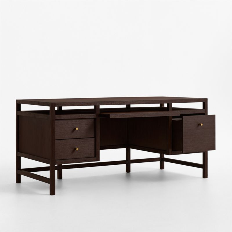 Keane 65" Espresso Solid Wood Desk with Outlets - image 3 of 10