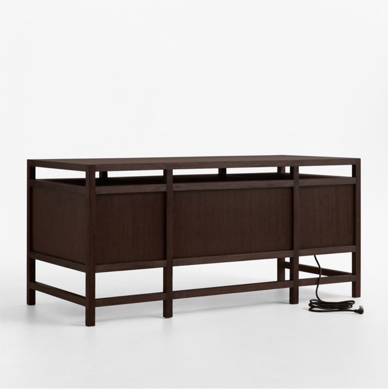 Keane 65" Espresso Solid Wood Desk with Outlets - image 5 of 10