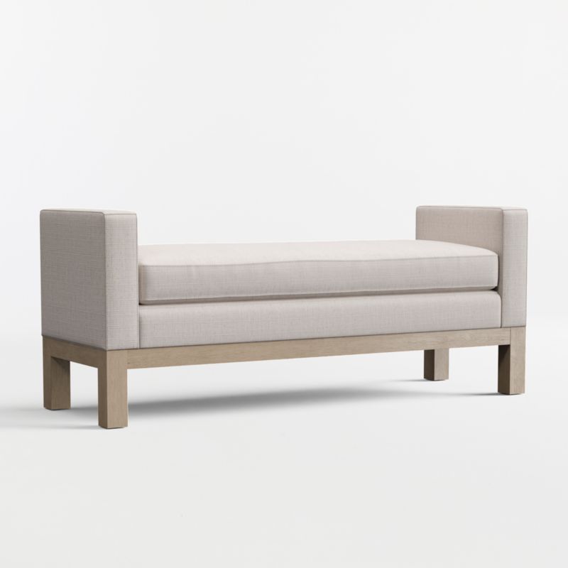 Viewing product image Keane 70" Weathered Natural Wood Upholstered Bench - image 1 of 7
