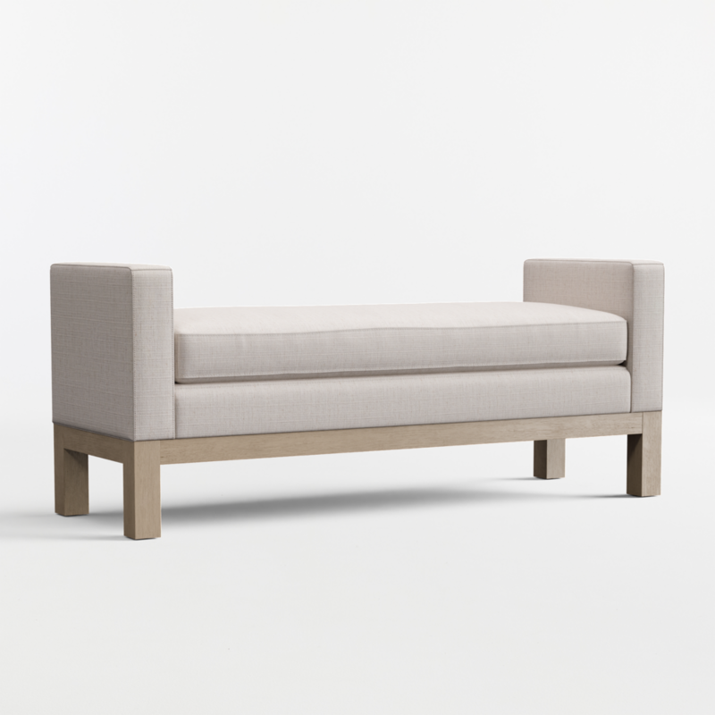 Keane 70" Weathered Natural Wood Upholstered Bench - image 0 of 7
