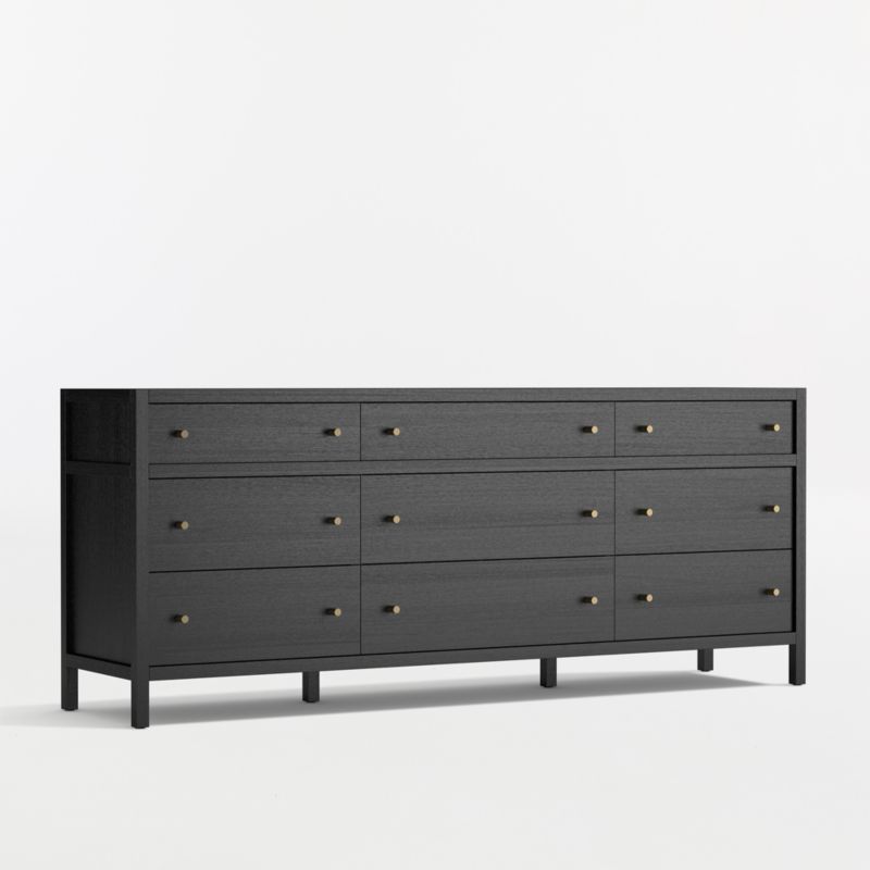 Keane 84" Black Solid Wood 9-Drawer Dresser - image 3 of 10