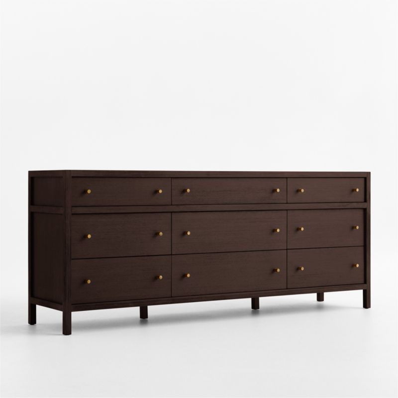 Keane 84" Solid Espresso Wood 9-Drawer Dresser - image 3 of 11