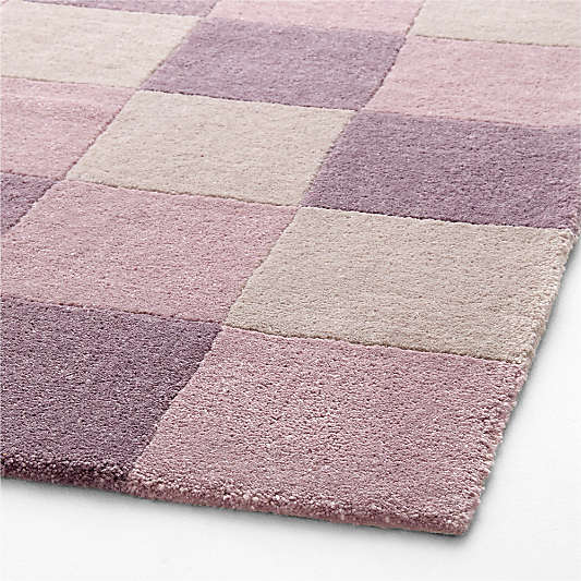 Kian Checker Lilac Rose Performance Kids Area Rug