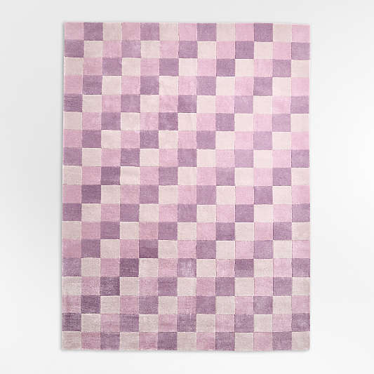 Kian Checker Lilac Rose Performance Kids Area Rug