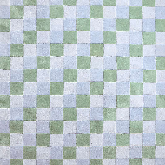 Kian Checker Pale Blue Performance Kids Rug Swatch