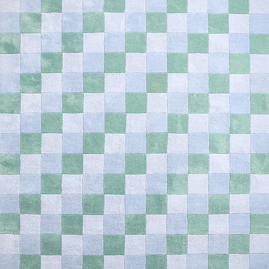 Kian Checker Pale Blue Performance Kids Rug Swatch