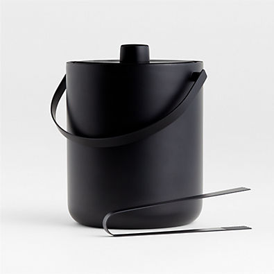 View Knight Double-Wall Matte Black Stainless Steel Ice Bucket with Tongs details