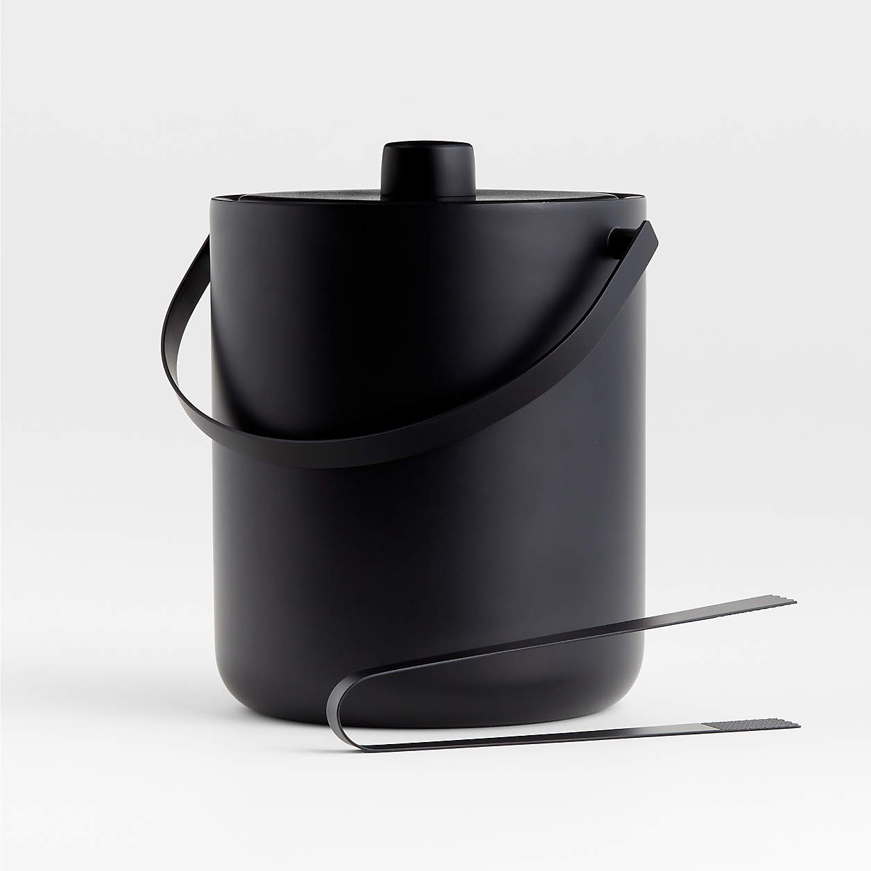 Knight DoubleWall Matte Black Stainless Steel Ice Bucket with Tongs