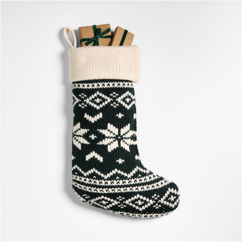 Green Knit Fair Isle Christmas Stocking - image 4 of 6