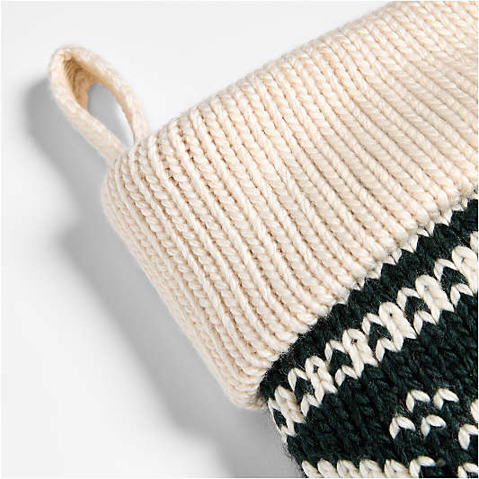 Green Knit Fair Isle Christmas Stocking