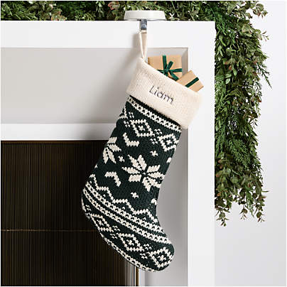 Green Knit Fair Isle Christmas Stocking