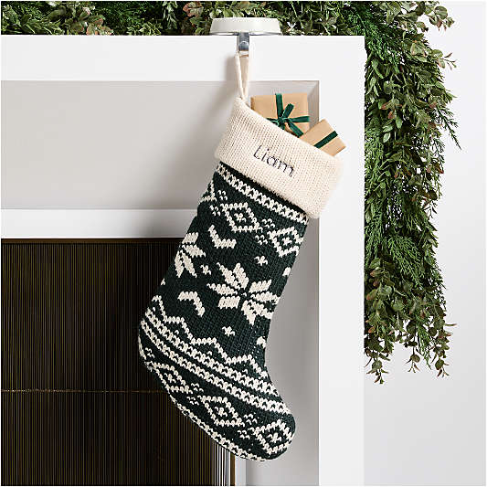 Green Knit Fair Isle Christmas Stocking