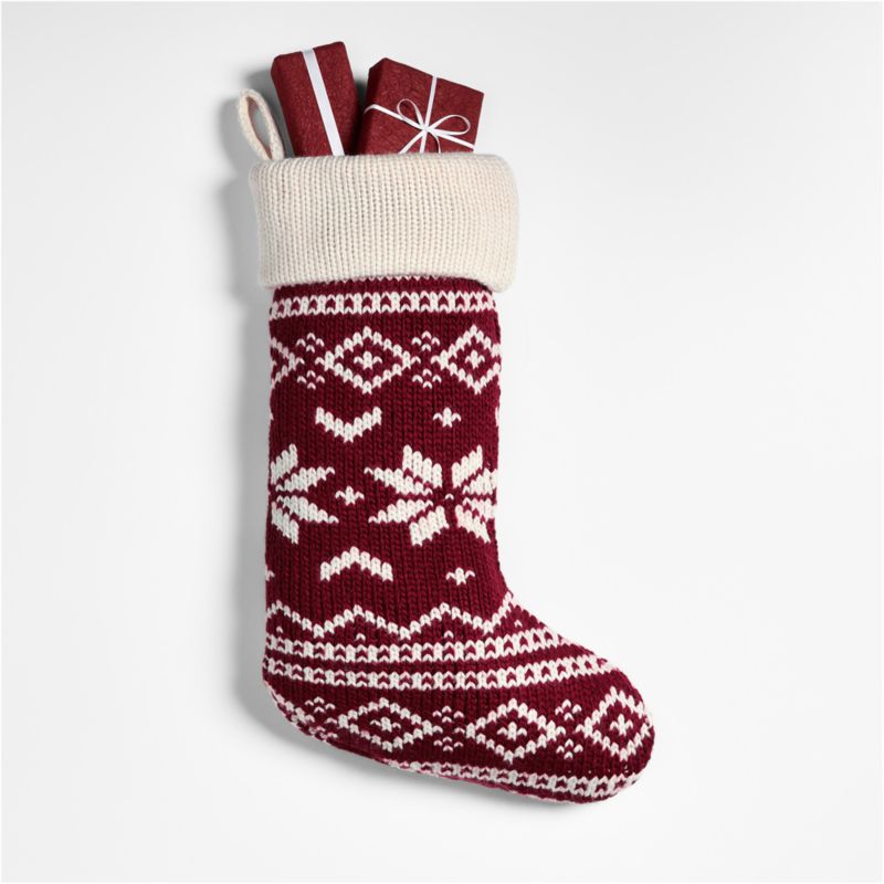 Red Knit Fair Isle Christmas Stocking - image 4 of 6