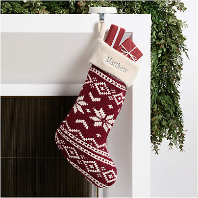 Red Knit Fair Isle Christmas Stocking