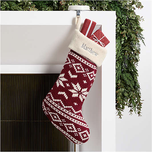 Red Knit Fair Isle Christmas Stocking