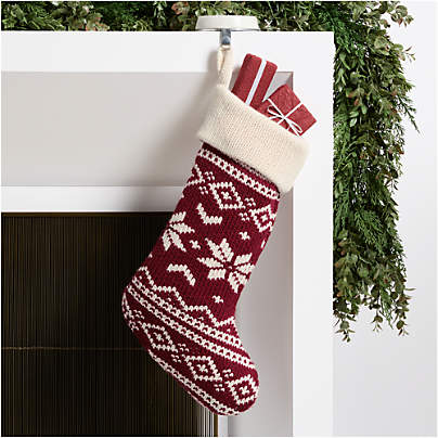 Red Knit Fair Isle Christmas Stocking