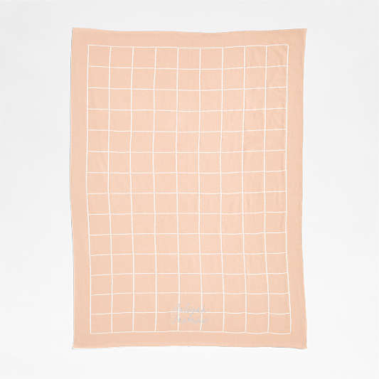 Knit Grid Elegant Pink Baby Stroller Blanket