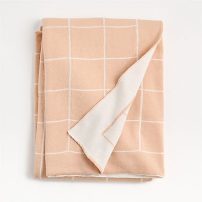 View Knit Grid Elegant Pink Baby Stroller Blanket details