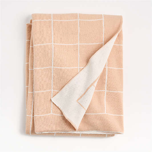 Knit Grid Elegant Pink Baby Stroller Blanket