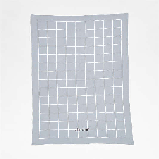 Knit Grid Mist Blue Baby Stroller Blanket