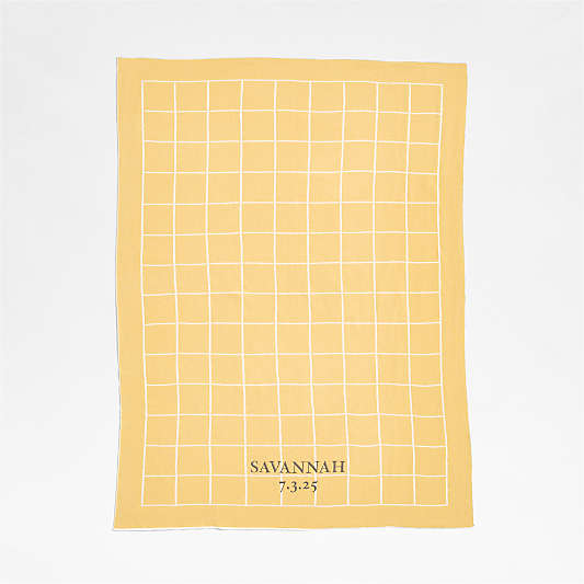 Knit Grid Straw Yellow Baby Stroller Blanket