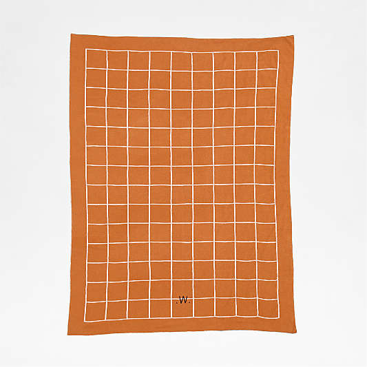 Knit Grid Terracotta Baby Stroller Blanket