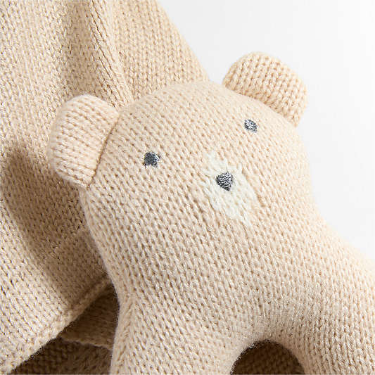 Bear Knit Lovey and Rattle Gift Set