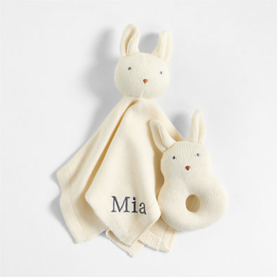 View Bunny Knit Lovey and Rattle Gift Set details