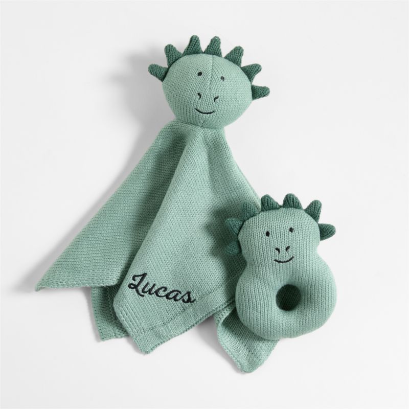 Dino Knit Lovey and Rattle Gift Set - image 0 of 5