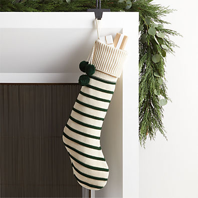 View Green Stripe Knit Christmas Stocking details