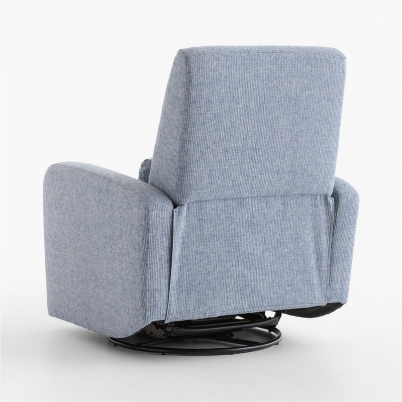 Kinney Denim Blue Stripe Swivel Glider Power Recliner Nursery Chair - image 3 of 8