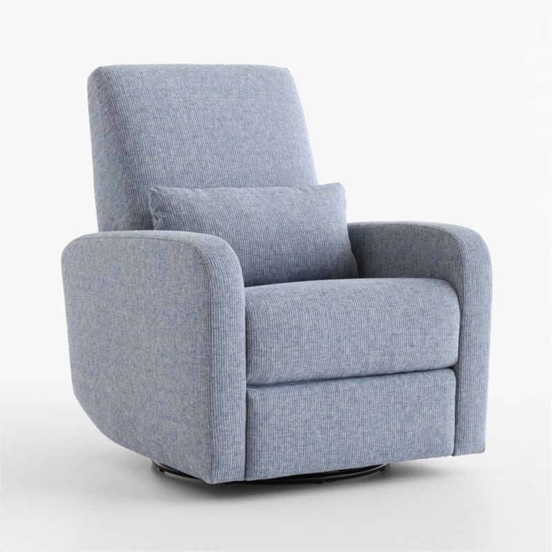 Kinney Denim Blue Stripe Swivel Glider Power Recliner Nursery Chair - image 1 of 8
