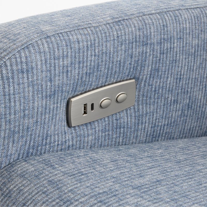 Kinney Denim Blue Stripe Swivel Glider Power Recliner Nursery Chair - image 7 of 8