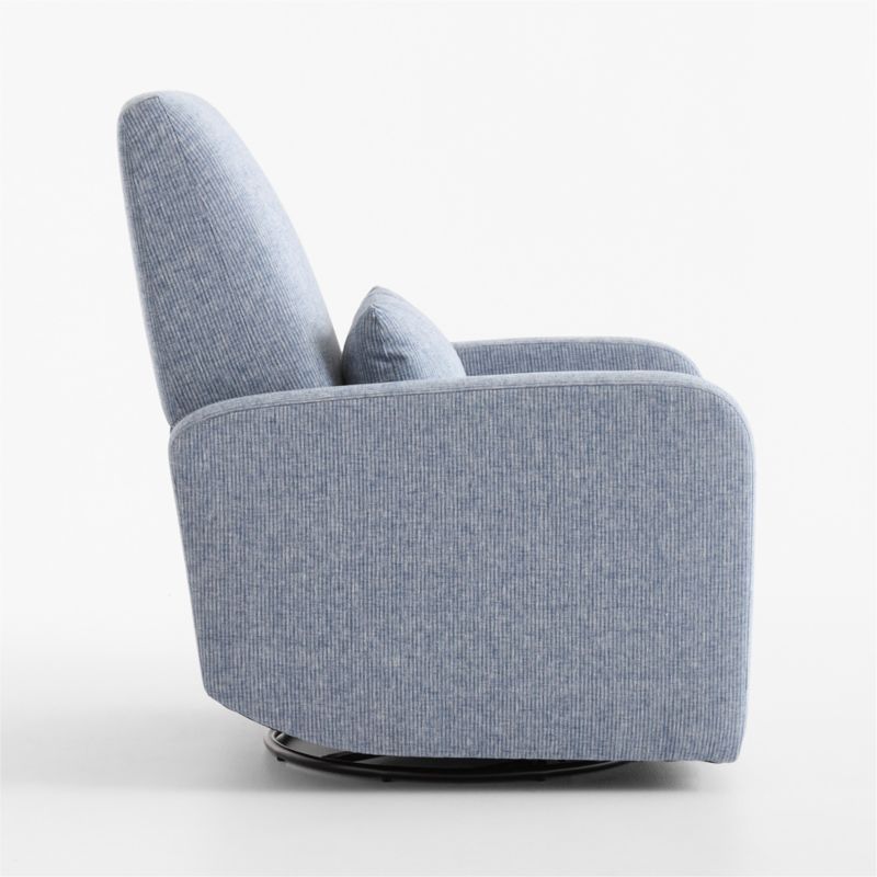 Kinney Denim Blue Stripe Swivel Glider Power Recliner Nursery Chair - image 4 of 8