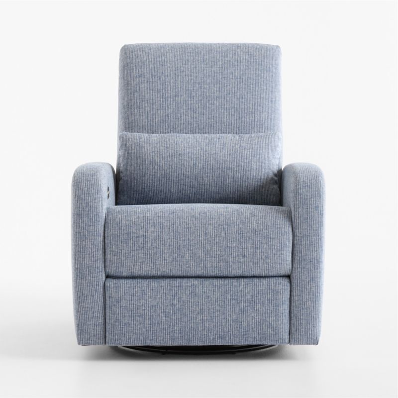 Kinney Denim Blue Stripe Swivel Glider Power Recliner Nursery Chair - image 2 of 8