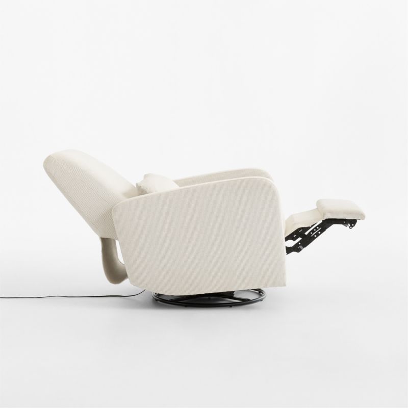 Kinney Linen Natural Stripe Swivel Glider Power Recliner Nursery Chair - image 6 of 8