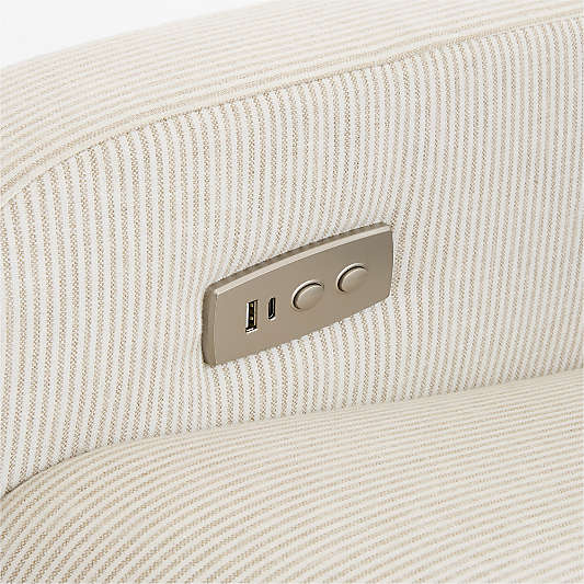 Kinney Linen Natural Stripe Swivel Glider Power Recliner Nursery Chair