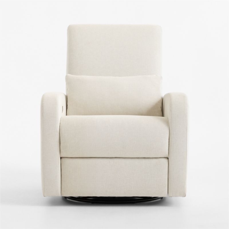Kinney Linen Natural Stripe Swivel Glider Power Recliner Nursery Chair - image 2 of 8