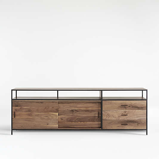 Knox Black Trim and Walnut 90" Storage Media Console