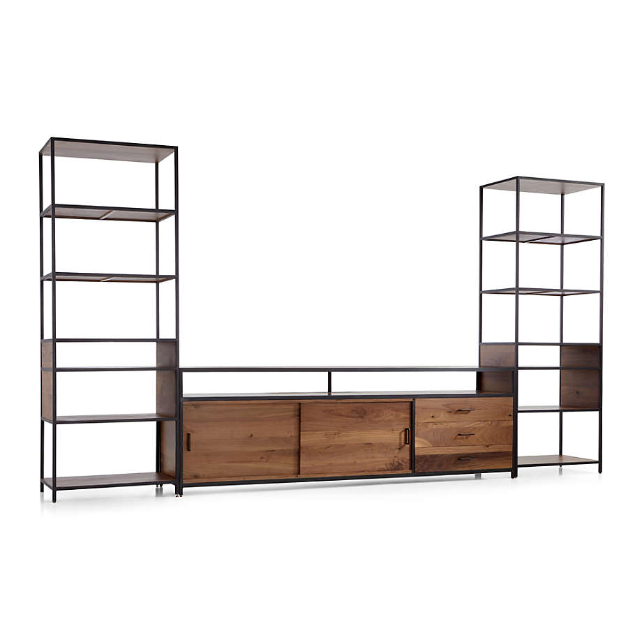 Knox Black Trim and Walnut Tall Storage Bookshelf + Reviews