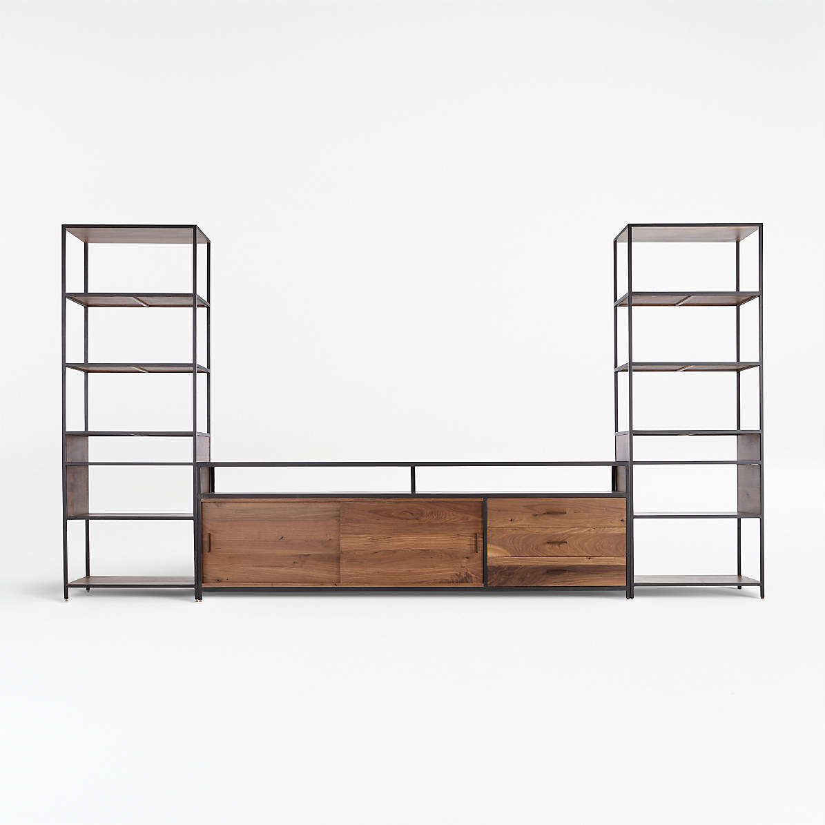 Knox Black 90 Industrial Media Console, 90 Inch Height Bookcase
