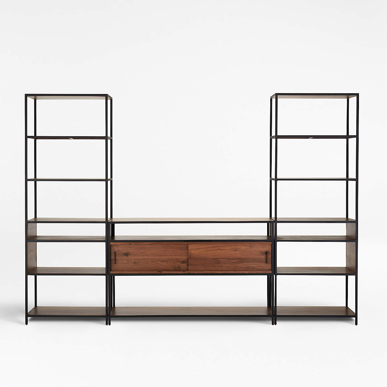 Knox Media Console with 2 Tall Open Bookcases + Reviews Crate & Barrel