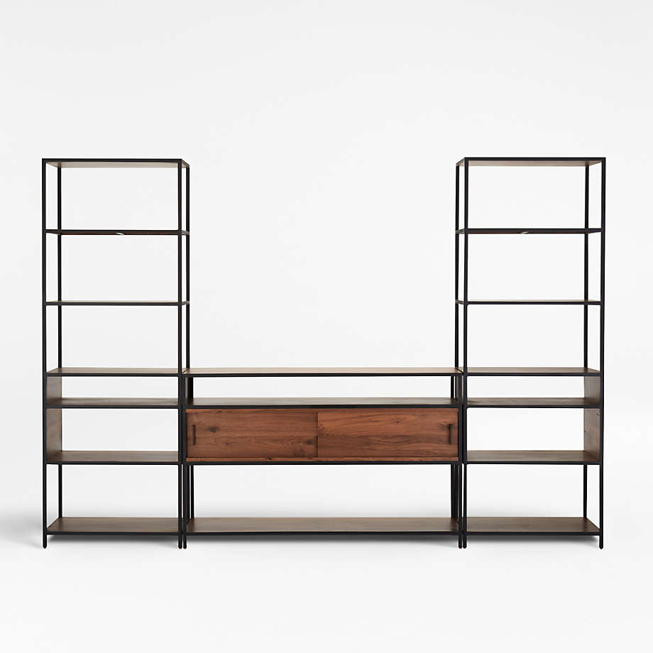 Knox Black Trim and Walnut 56" Media Console/TV Stand with Storage & 2