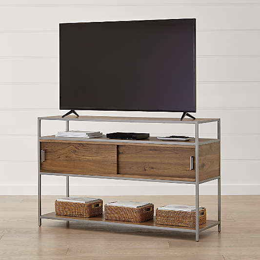 Knox Nickel Trim and Walnut 56" Media Console