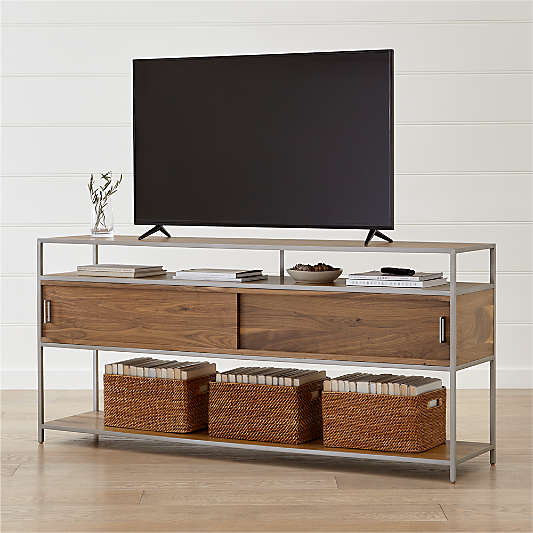 Knox Nickel Trim and Walnut 76" Media Console