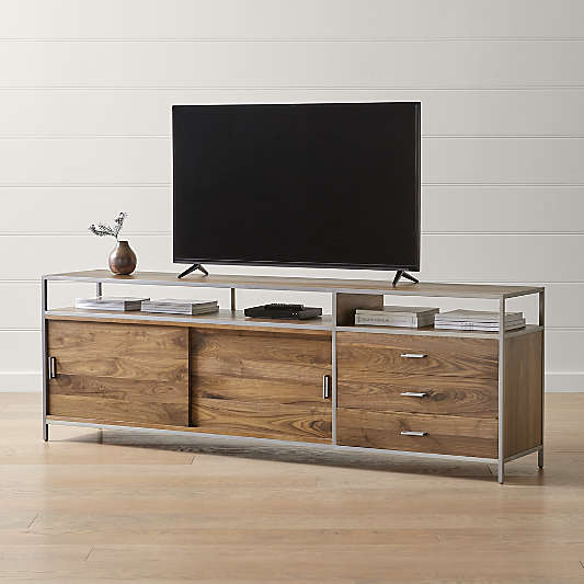 Knox Nickel Trim and Walnut 90" Media Console