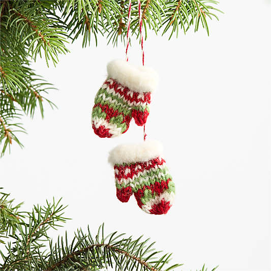 Knit Mittens Christmas Tree Ornament