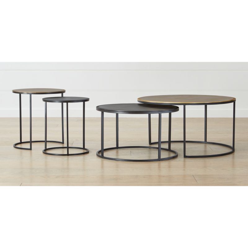 Knurl Iron and Aluminum 34" Round Nesting Coffee Tables Set of Two - image 8 of 15